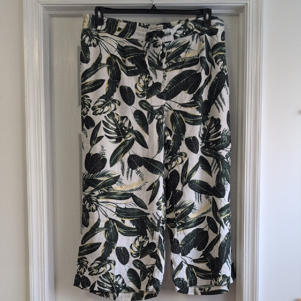 Leaf Print Wide Leg Women's Pants